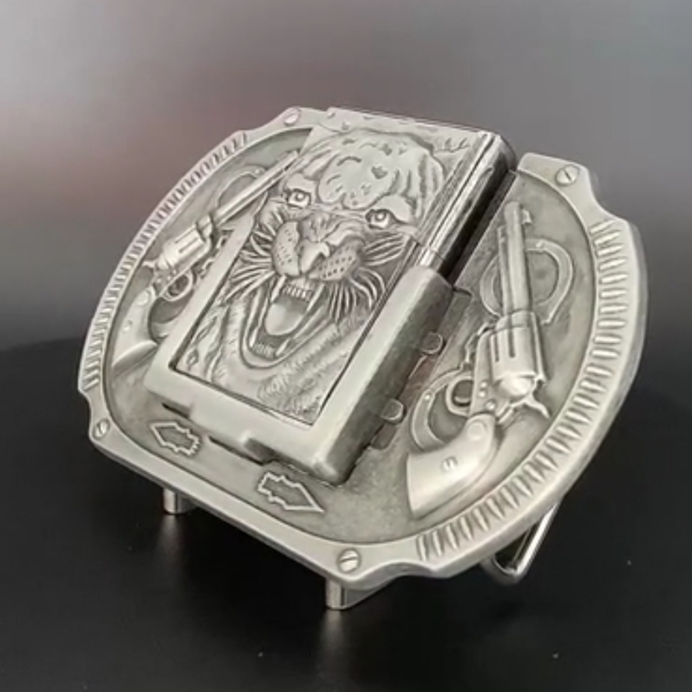 New Tiger revolver lighter belt buckle